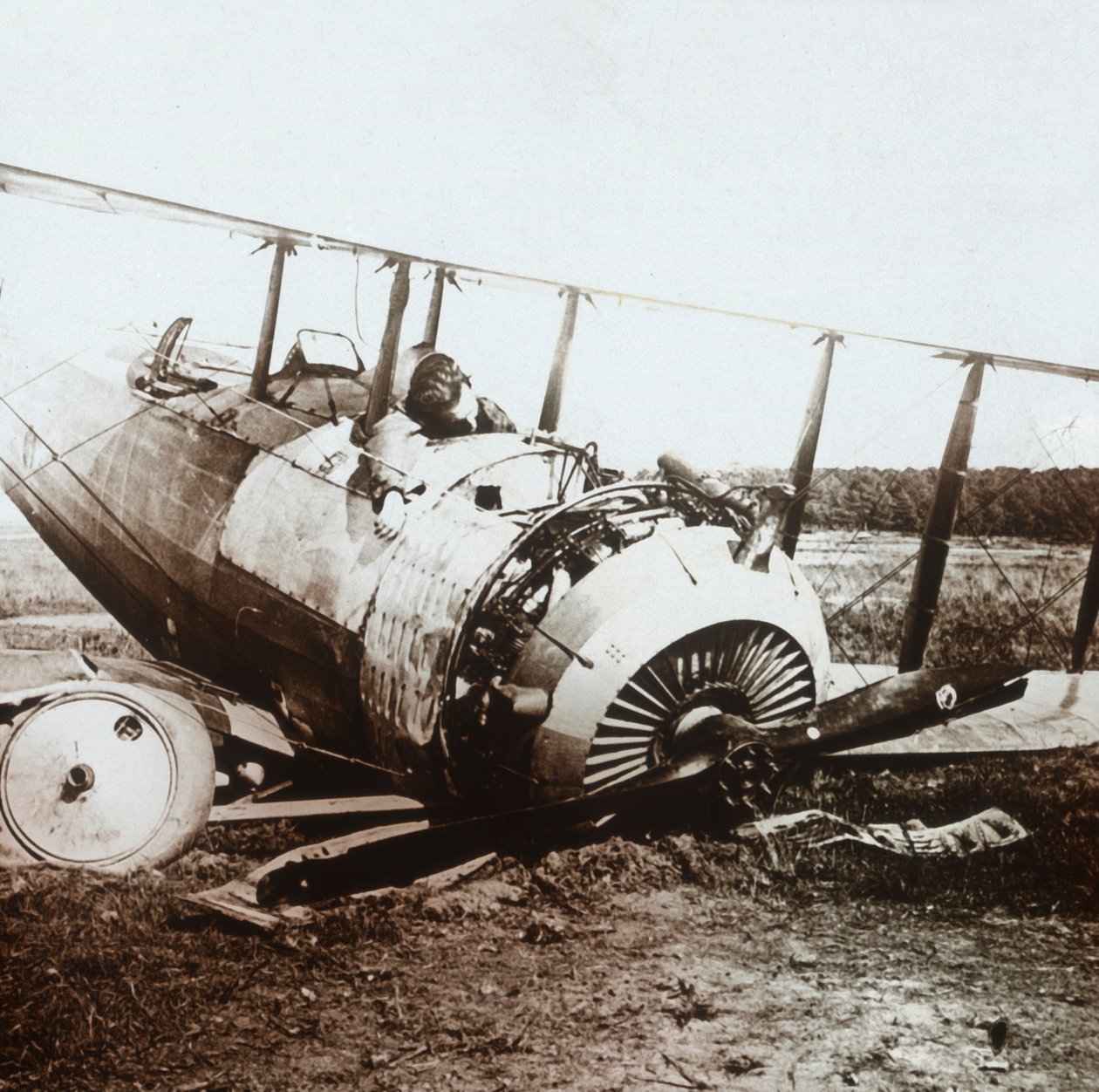 Martwy pilot zestrzelonego samolotu Salmson, c1914-c1918 autorstwa Unbekannt