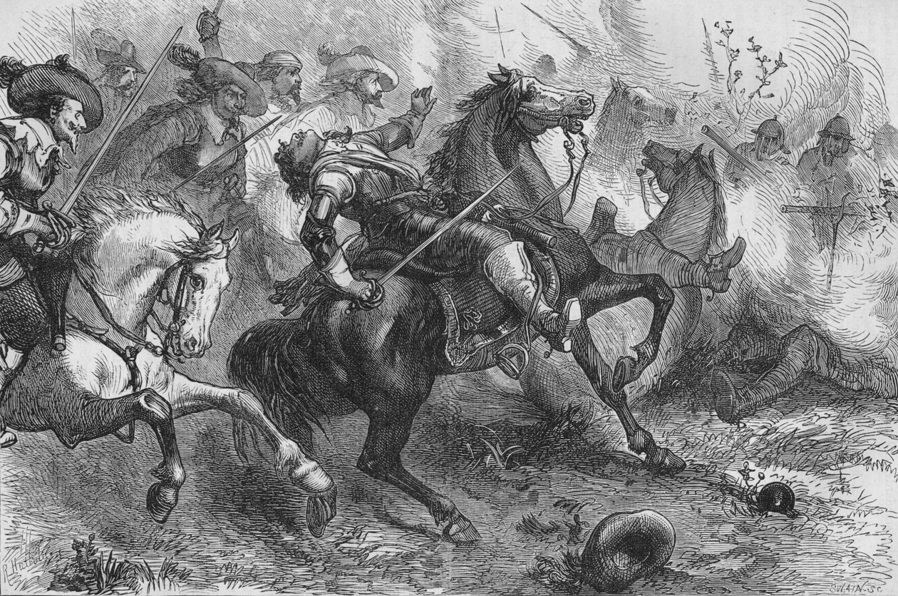 Śmierć Falklandów, w Newbury, 20 września 1643, c1880 autorstwa Unbekannt