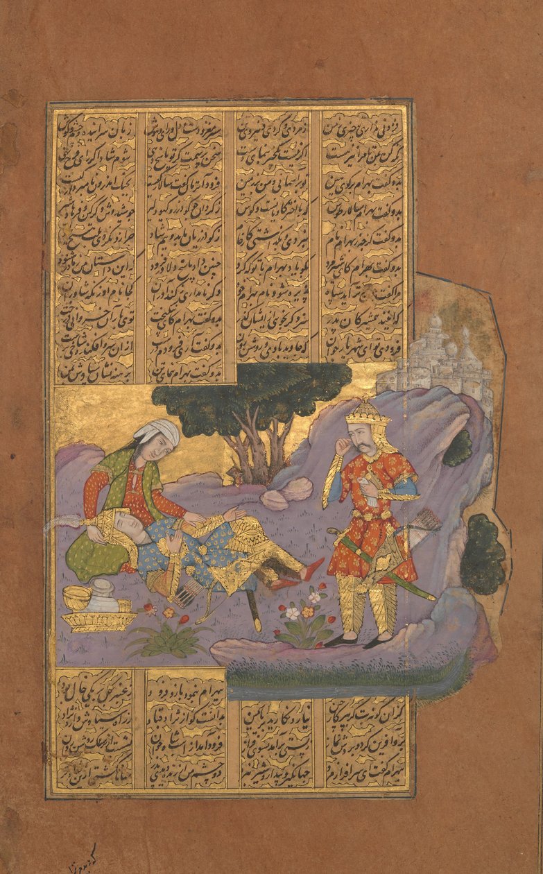 Śmierć Faruda, Folio z Księgi Szahnamy królów Firdausi, ca. 1610. autorstwa Unbekannt