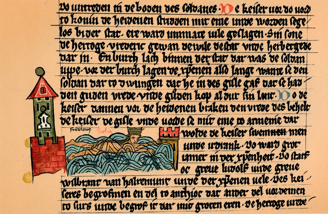 Śmierć Fryderyka Barbarossy, ok. 1154, 1907. autorstwa Unbekannt