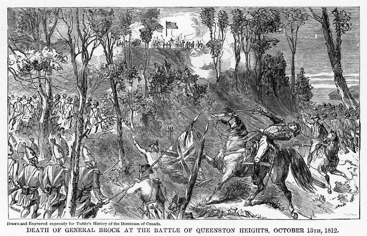 Śmierć generała Brocka w bitwie pod Queenston Heights, 13 października 1812, 1877 autorstwa Unbekannt