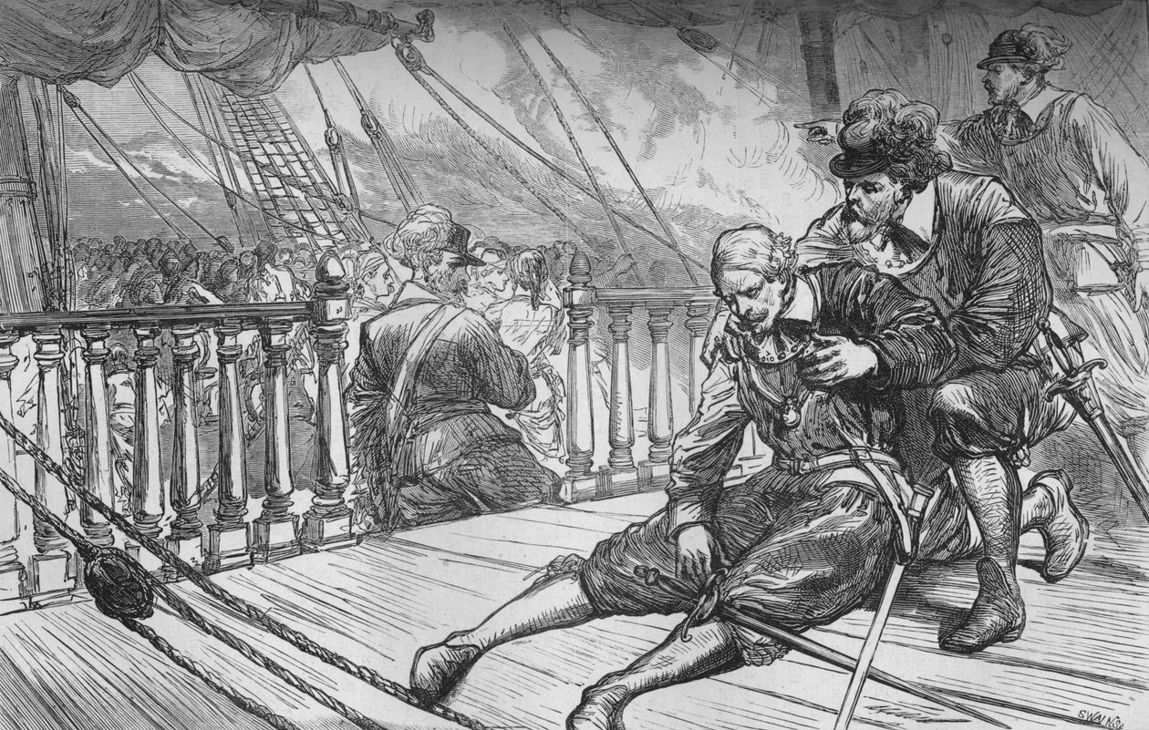 Śmierć Van Tromp, 10 sierpnia 1653, c1880 autorstwa Unbekannt