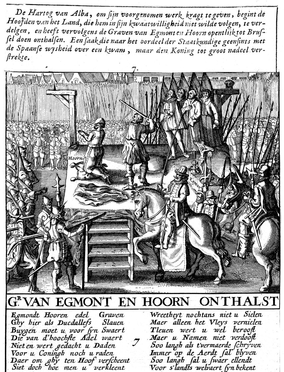 Ścięcie hrabiego Egmonta i Hoorna w Brukseli podczas hiszpańskiej tyranii w Holandii, 1568 autorstwa Unbekannt