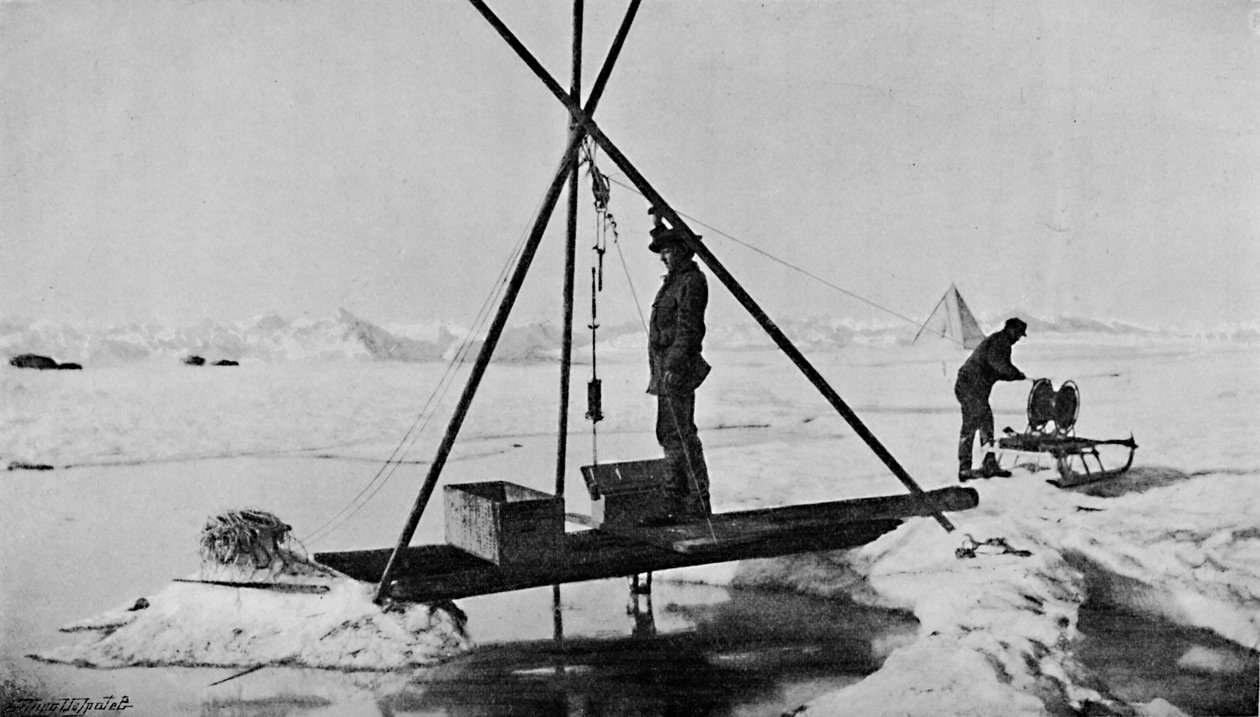 Temperatura wody głębokiej. Się z termometrem. 12 lipca 1894, 1894 1897 autorstwa Unbekannt