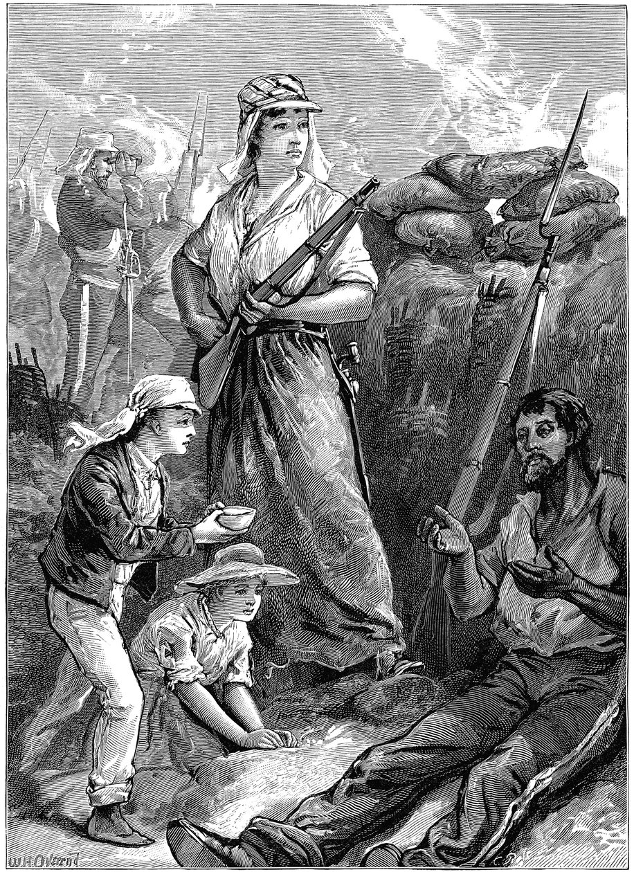 Obrona fortu w Futtegurh, bunt indyjski, 1857-1859 c1895 autorstwa Unbekannt