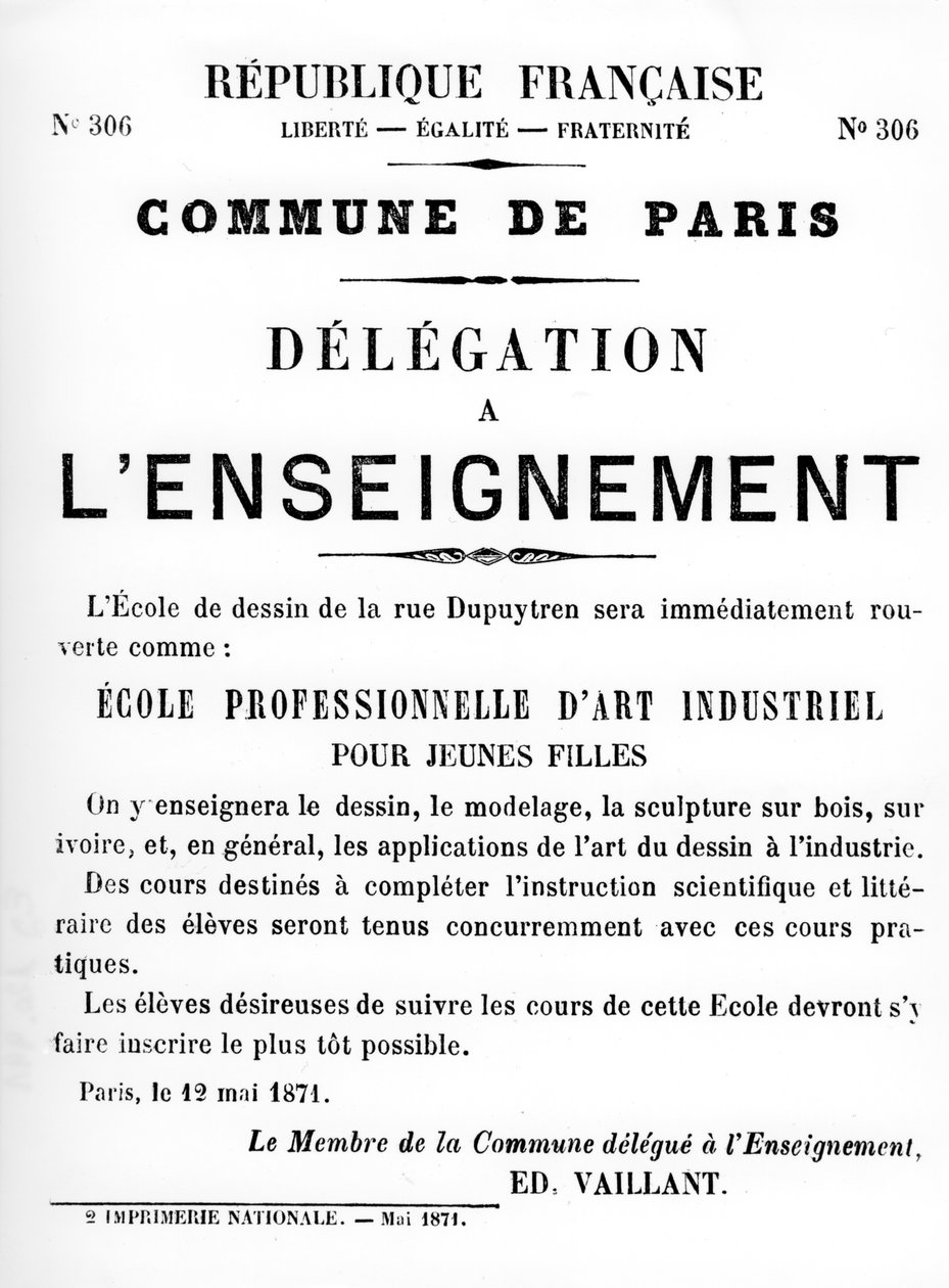 Delegacja a LEnseignement, z francuskich plakatów politycznych Komuny Paryskiej, maj 1871 autorstwa Unbekannt