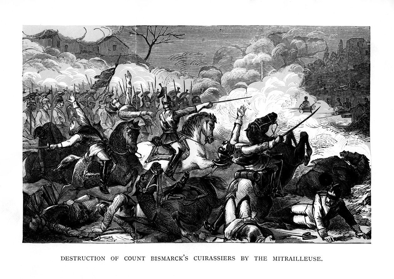 Zniszczenie kirasjerów hrabiego Bismarcka przez Mitrailleuse, c1870, 1875 autorstwa Unbekannt