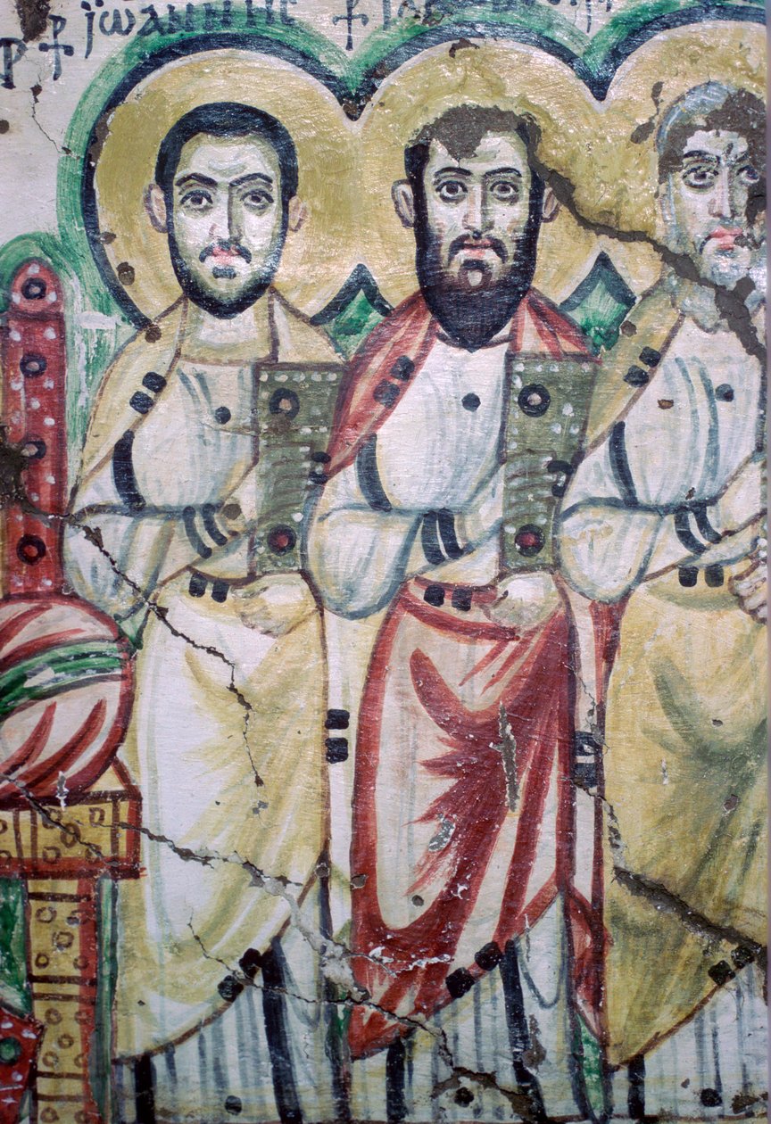 Fragment koptyjskiego malarstwa ściennego przedstawiającego dwóch apostołów, VI wiek autorstwa Unbekannt