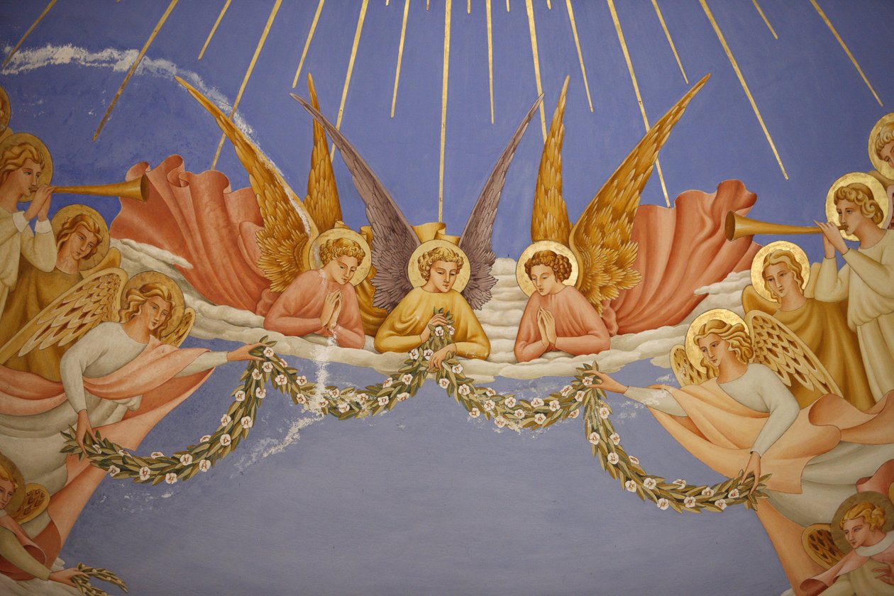 Fragment fresku w kościele Wizytek w Ein Kerem: anioły, Ein Kerem, Izrael autorstwa Unbekannt