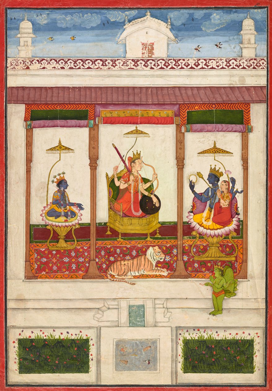 Devi z Kryszną i Wisznu w pałacu, ca. 1645-1655. autorstwa Unbekannt