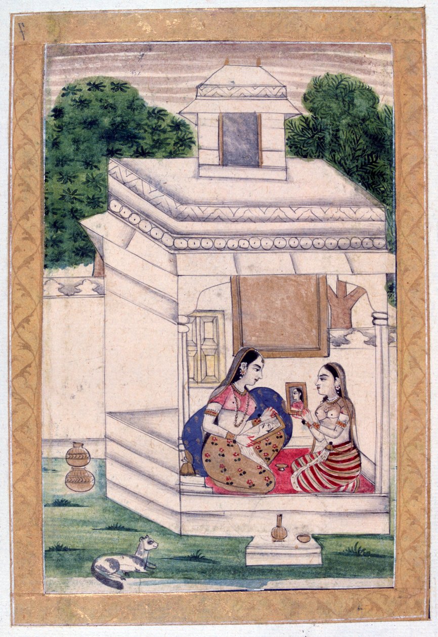 Dhanashree Ragini, album Ragamala, Szkoła Radżastanu, XIX w. autorstwa Unbekannt