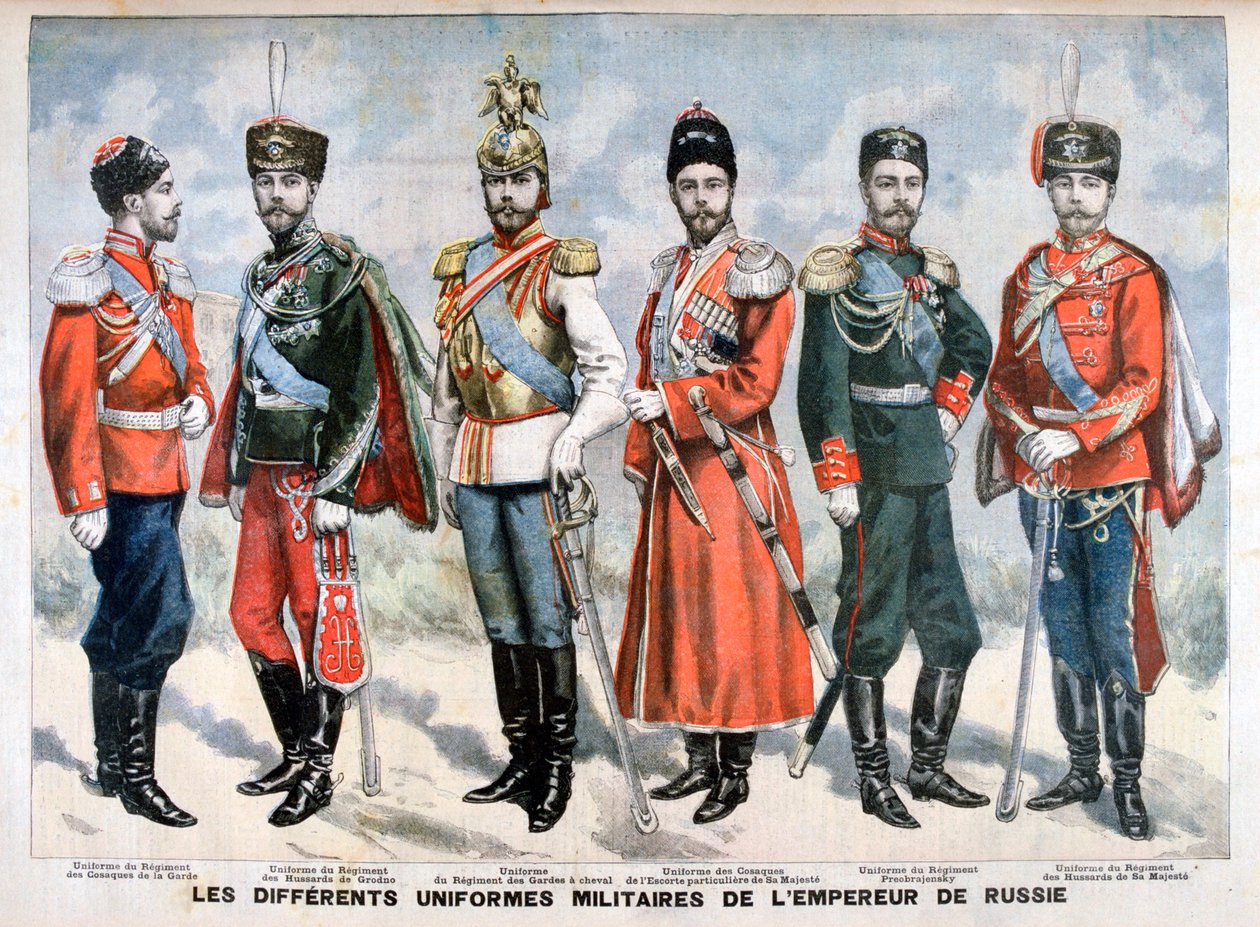 Różne rosyjskie mundury wojskowe cesarza, 1896 autorstwa Unbekannt