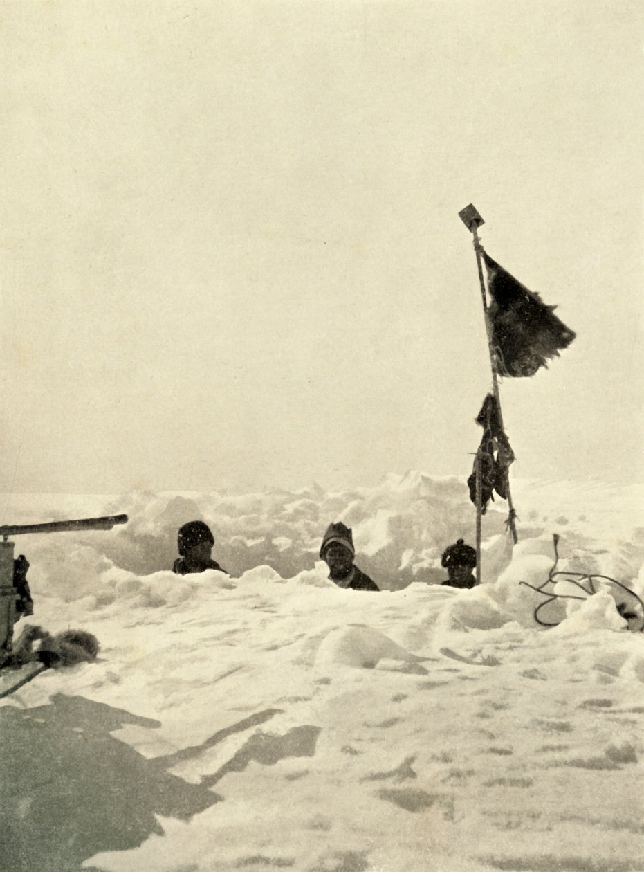 Kopanie w celu ustalenia głębokości śniegu pokrywającego skład, ok. 1908, 1909. autorstwa Unbekannt