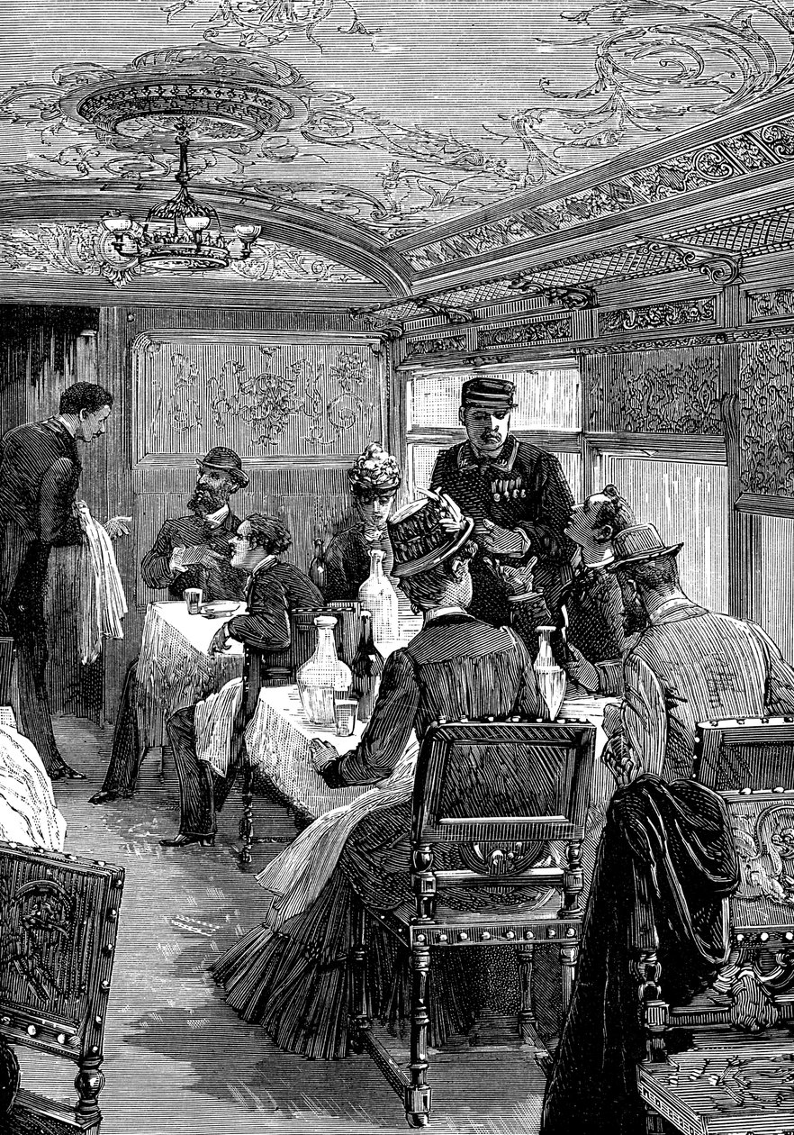 Wagon restauracyjny w Orient Expressie, ok. 1885 r. autorstwa Unbekannt
