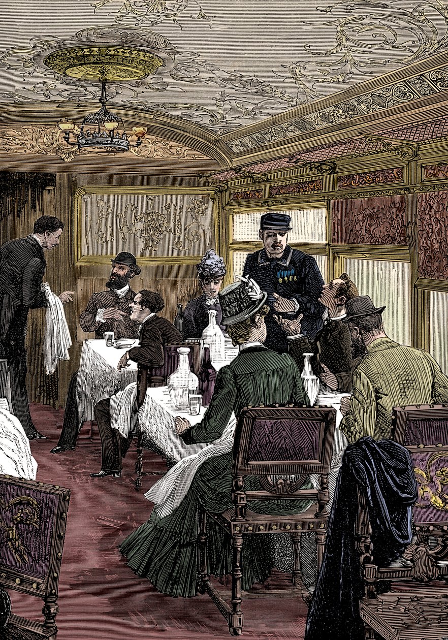 Wagon restauracyjny w Orient Expressie, ok. 1885 r. autorstwa Unbekannt