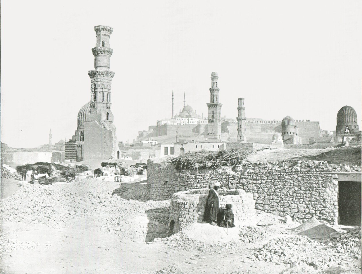 Odległy widok na Cytadelę, Kair, Egipt, 1895. autorstwa Unbekannt