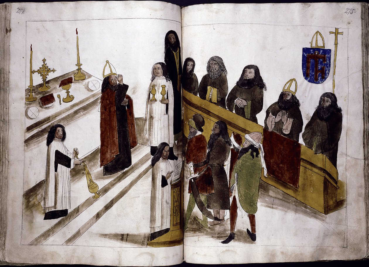 Nabożeństwo Boże według greckiego obrządku prawosławnego z: Kronika Soboru w Konstancji Ulricha Richentala, 1414-1418 autorstwa Unbekannt