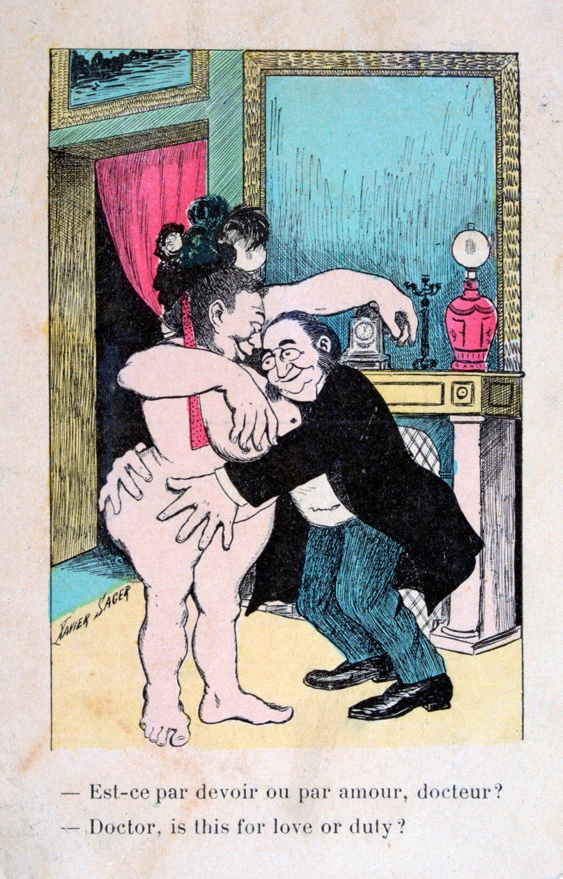 Doktorze, czy to z miłości czy z obowiązku, pocztówka w stylu vintage, francuska, c1900 autorstwa Unbekannt