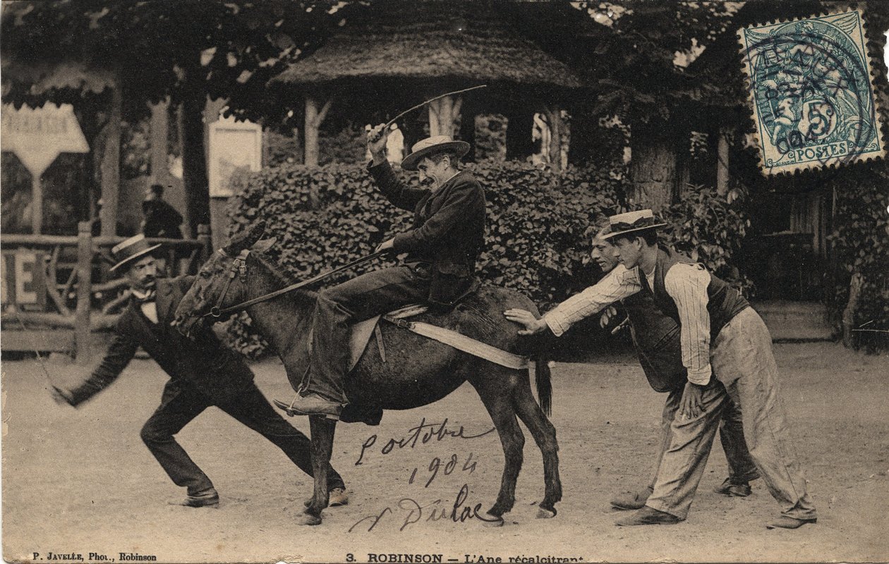 Osioł Tetu i krnąbrny - Pocztówka z 1904 r. autorstwa Unbekannt