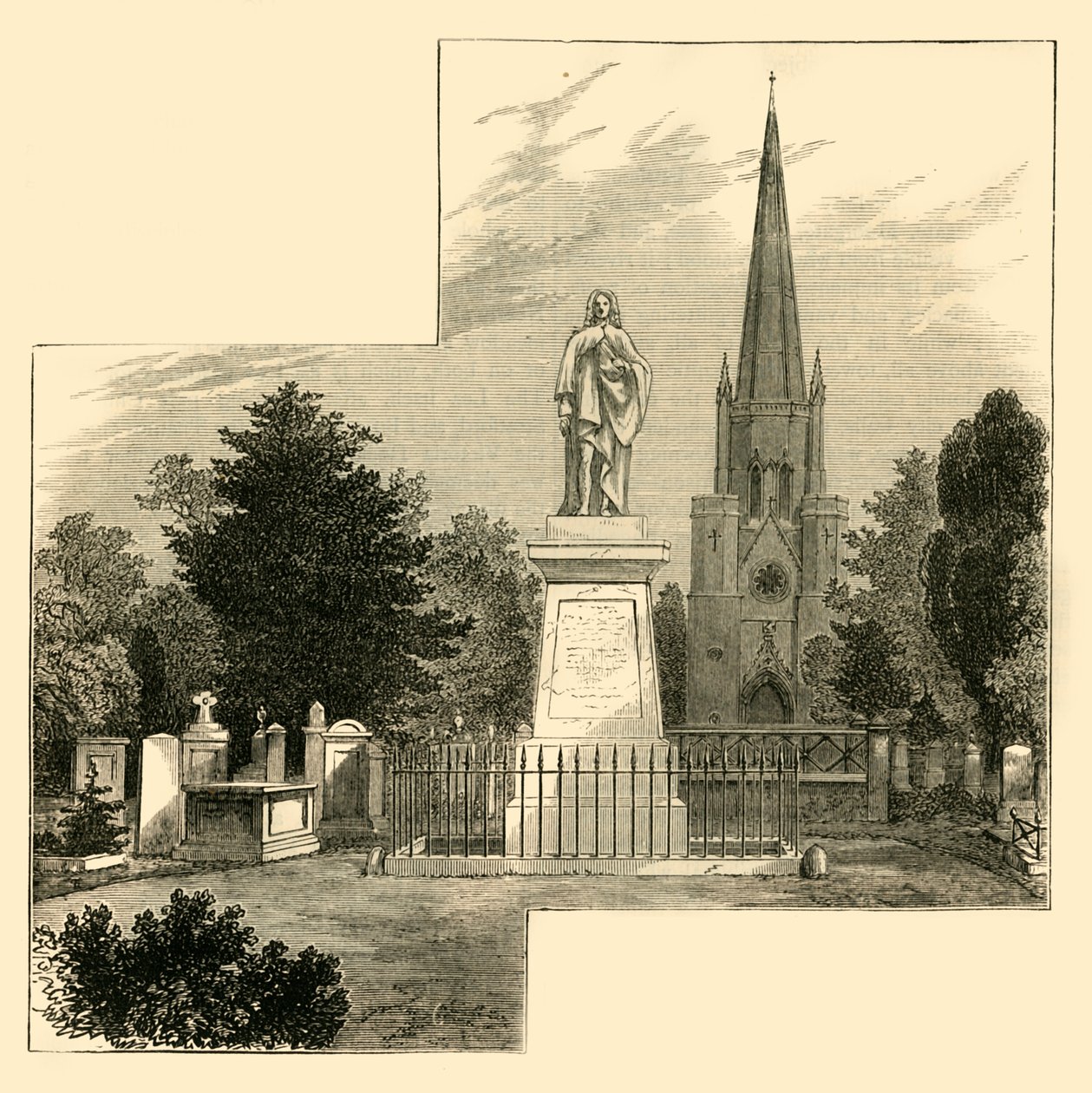 Pomnik dr Wattsa, cmentarz w Abney Park, ok. 1876 r. autorstwa Unbekannt