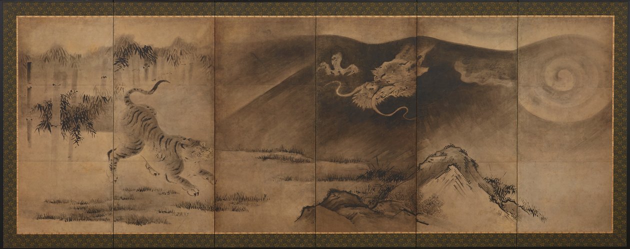 Smok i tygrys, okres Momoyama lub Edo, XVII wiek. autorstwa Unbekannt