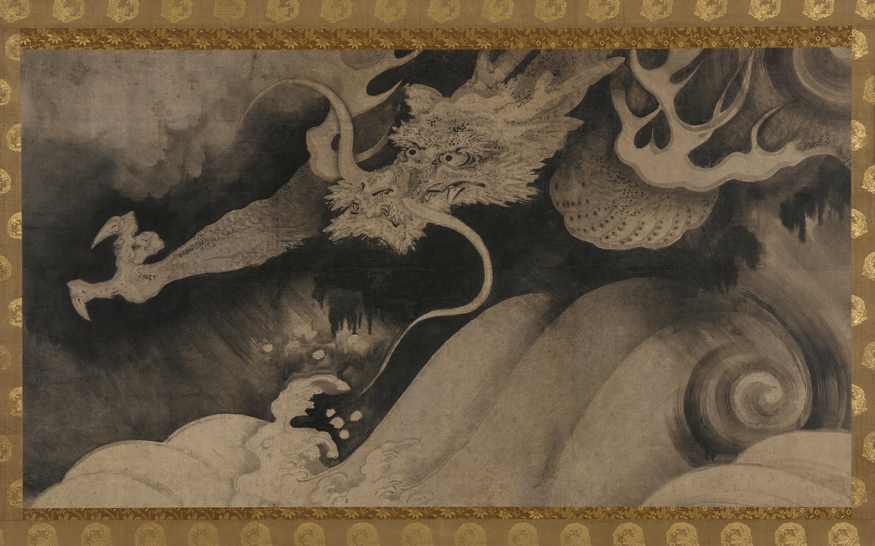 Smok, fale i chmury, okres Momoyama, 1568-1615. autorstwa Unbekannt