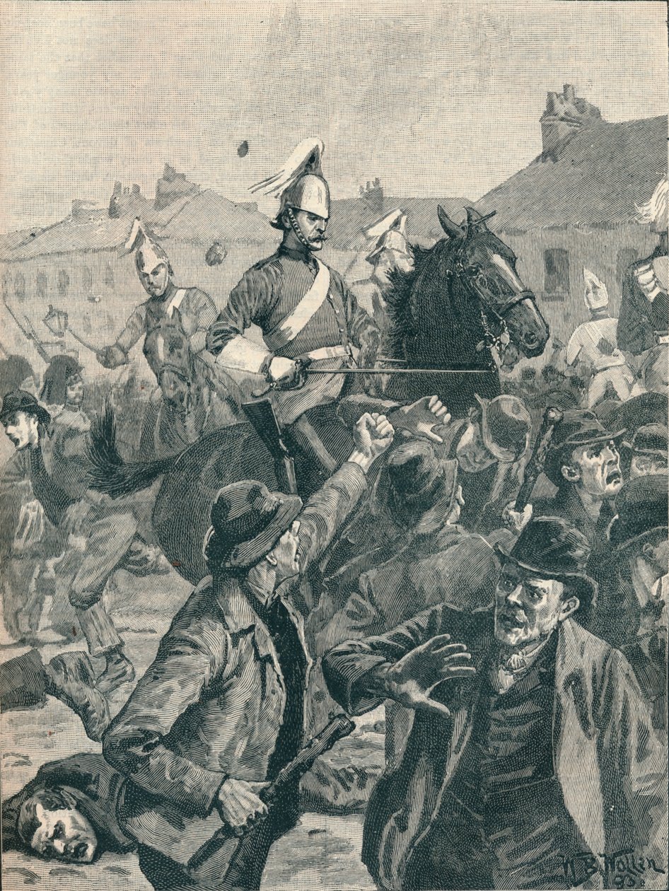 Dragoni i górale rozpraszający buntowników w Belfaście, 1872 1906. autorstwa Unbekannt