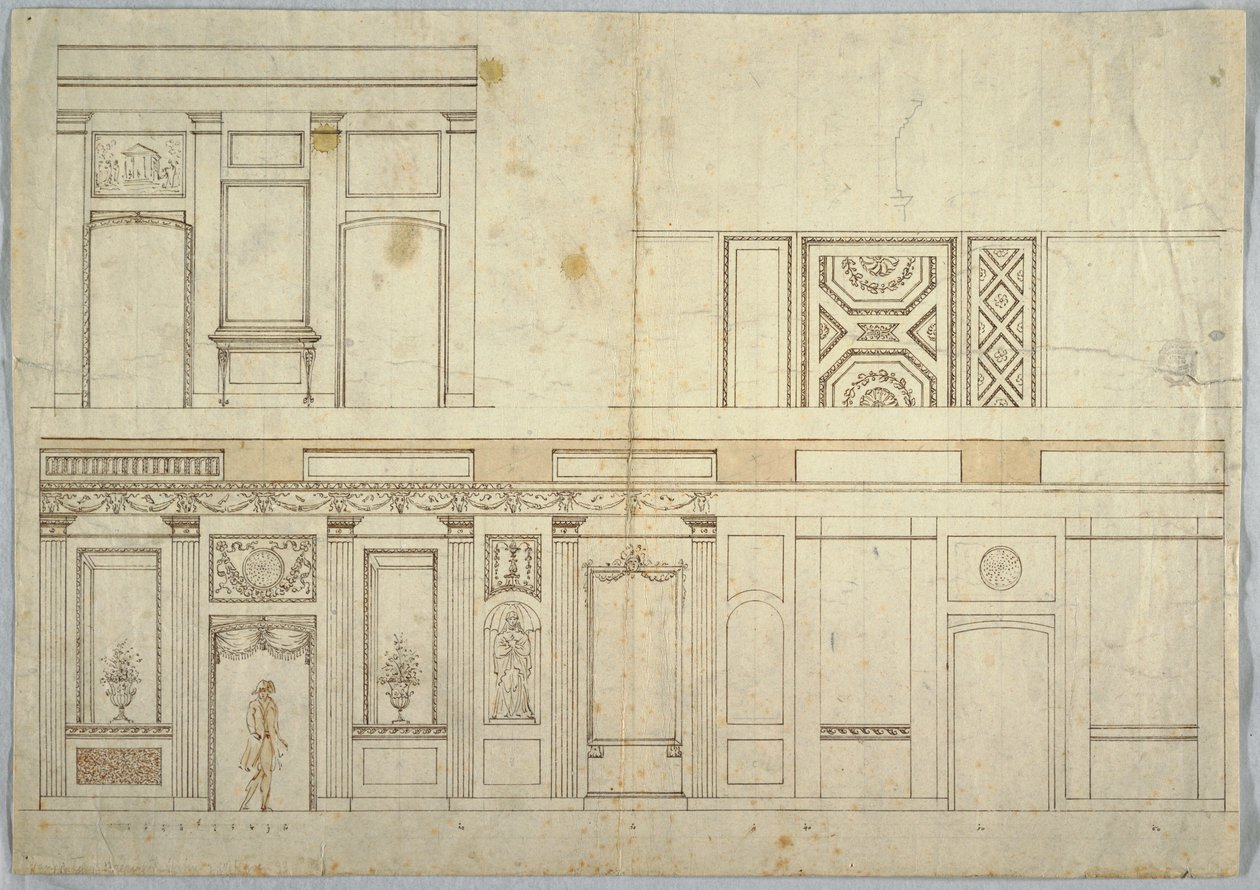 Rysunek, projekt wnętrza, 1800-1820 autorstwa Unbekannt