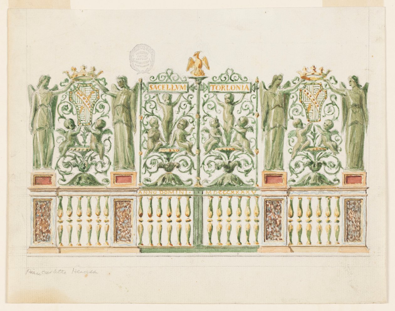 Rysunek, Projekt bramy kaplicy, 1845 autorstwa Unbekannt