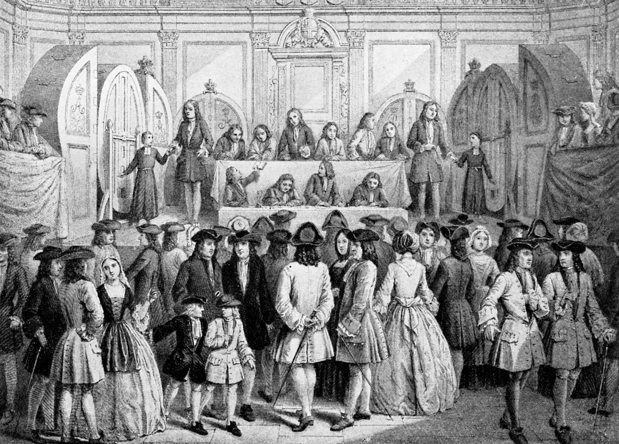 Losowanie loterii w Guildhall, 1739, c1920 autorstwa Unbekannt