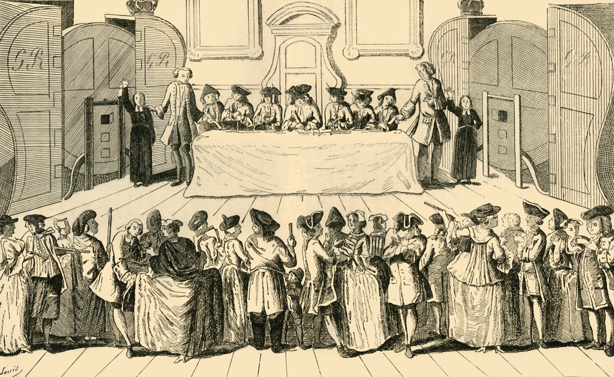 Rysowanie loterii państwowej w Guildhall, 1751, c1872. autorstwa Unbekannt