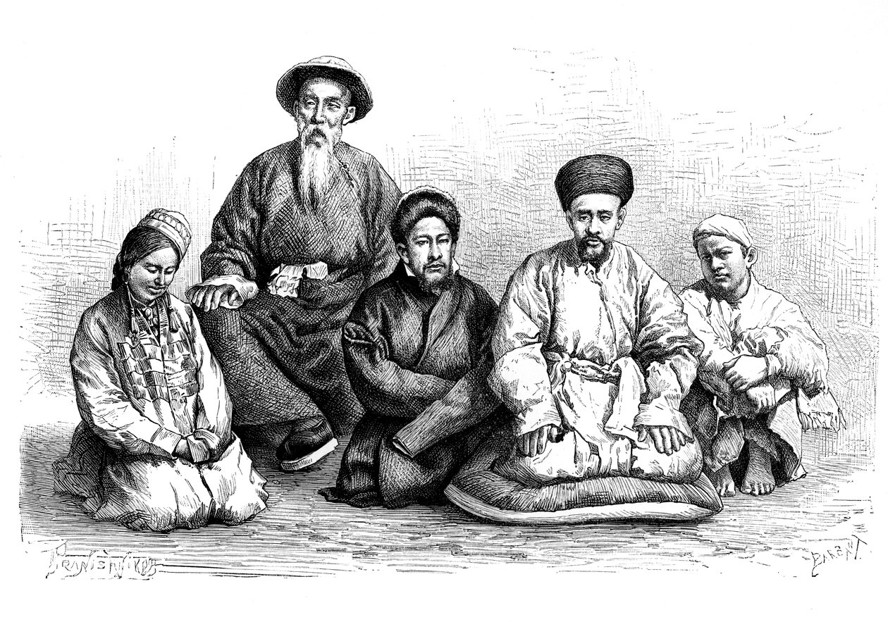 Dungany i Taranchi, typy i kostiumy, ok. 1890 r autorstwa Unbekannt