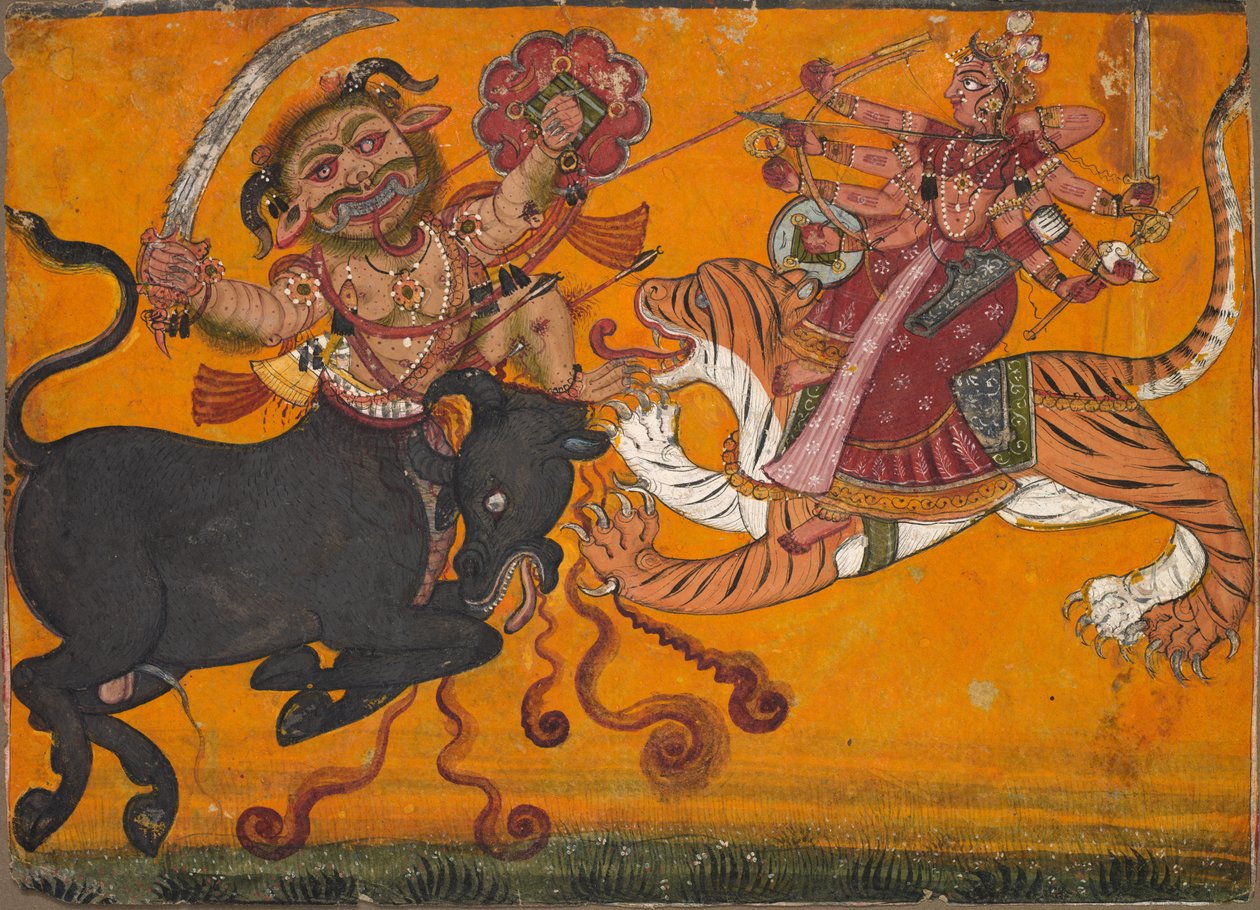 Durga zabija Mahishę, ok. 1700-1710. autorstwa Unbekannt