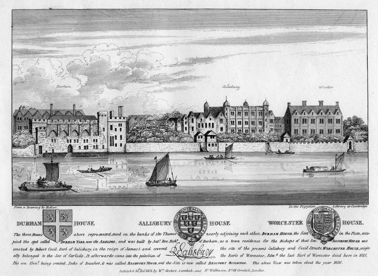 Durham House, Salisbury House i Worcester House, Londyn, c1630 1808 autorstwa Unbekannt