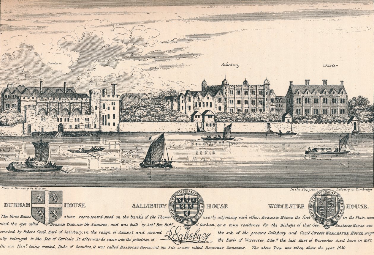 Durham House, Salisbury House i Worcester House, Londyn, c1808 1903 autorstwa Unbekannt