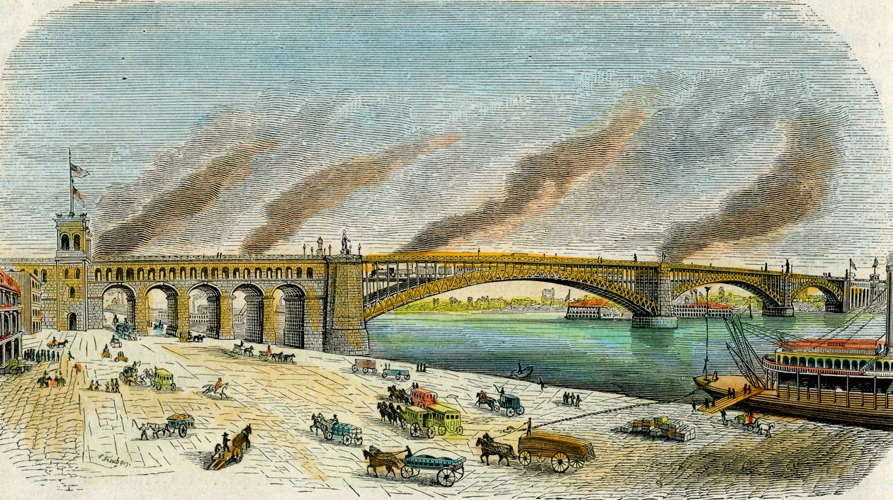 Eads Bridge, St Louis, Missouri, USA, ok. 1874 r. autorstwa Unbekannt
