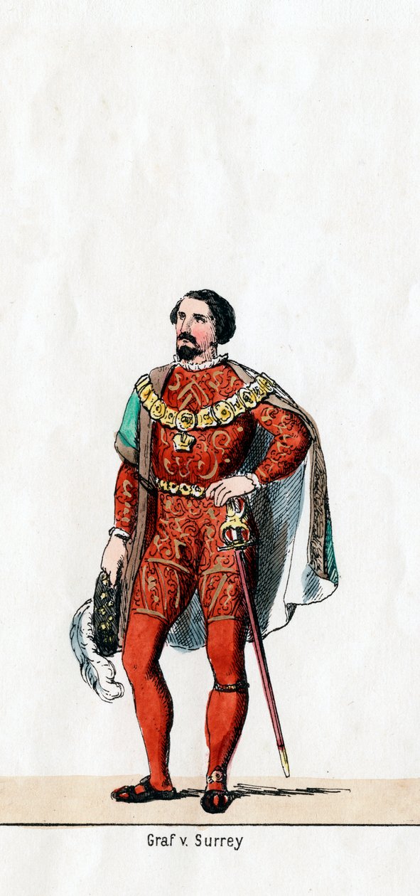 Earl of Surrey, projekt kostiumów do sztuki Szekspira, Henryk VIII, XIX w. autorstwa Unbekannt