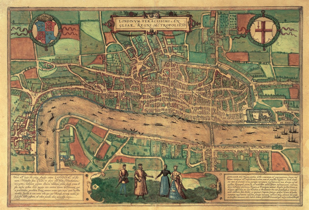Najwcześniejsza wydrukowana mapa Londynu, 1574 autorstwa Unbekannt