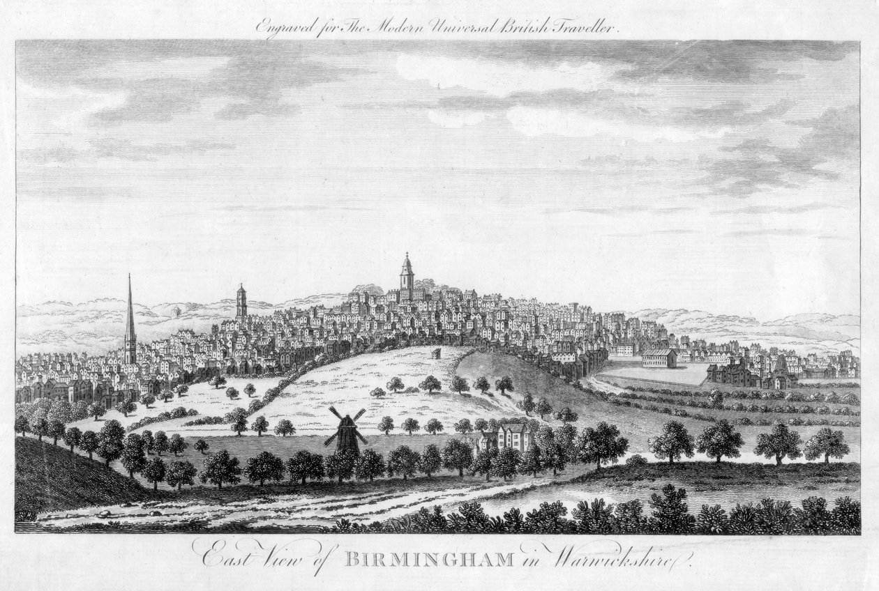 Widok na wschód Birmingham w Warwickshire, 1779 autorstwa Unbekannt
