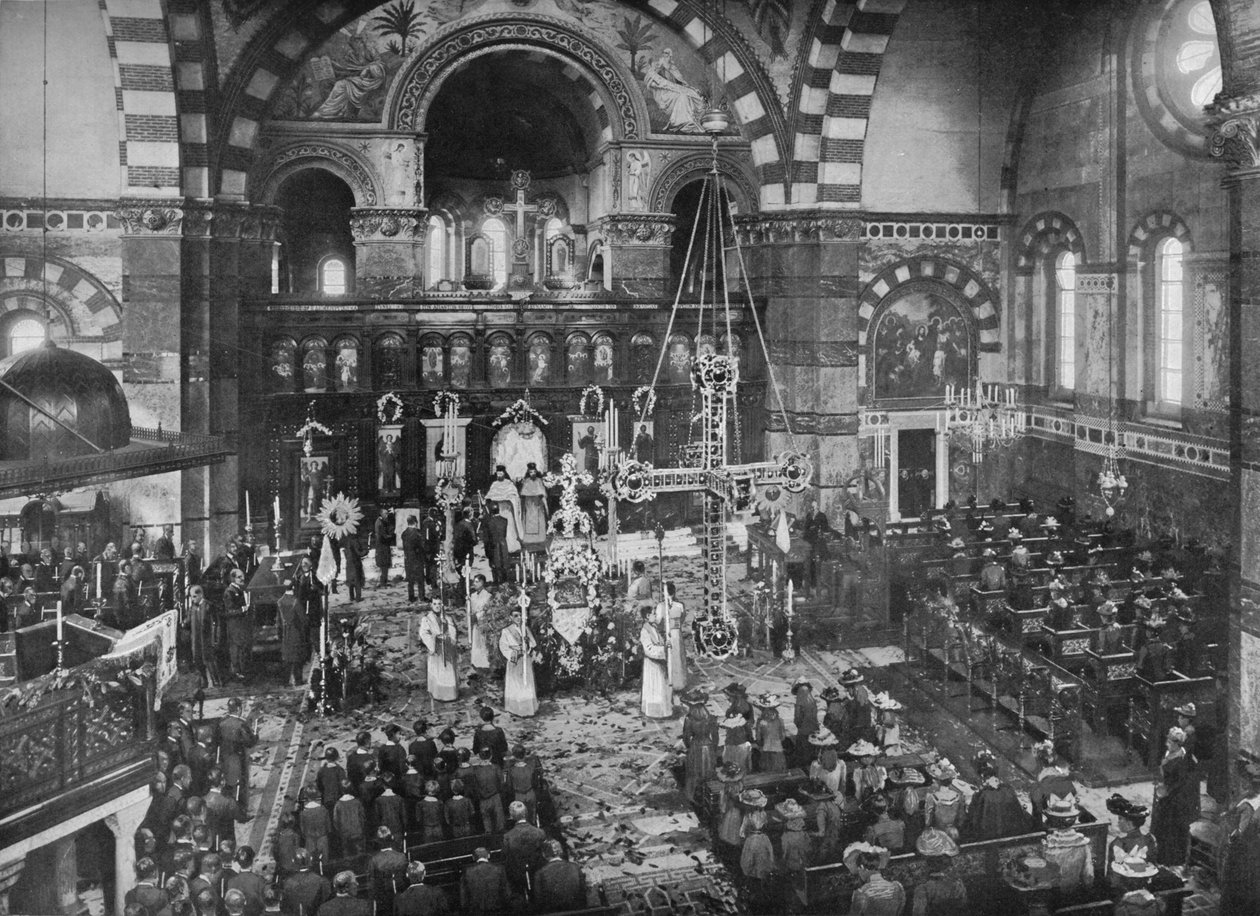 Nabożeństwo w niedzielę wielkanocną w kościele greckim, Bayswater, Londyn, c1903 1903 autorstwa Unbekannt