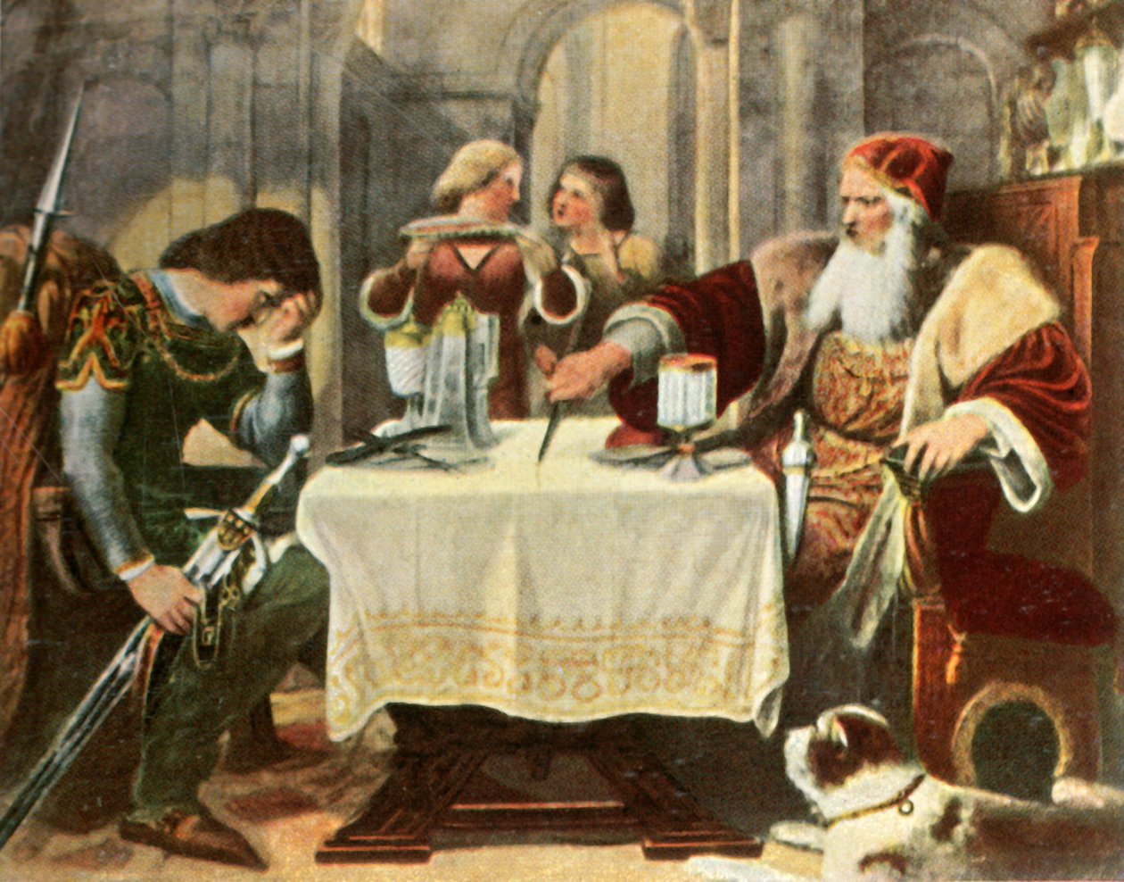 Eberhard przecina na pół obrus między sobą a swoim synem Ulrichem, 1377, 1936. autorstwa Unbekannt