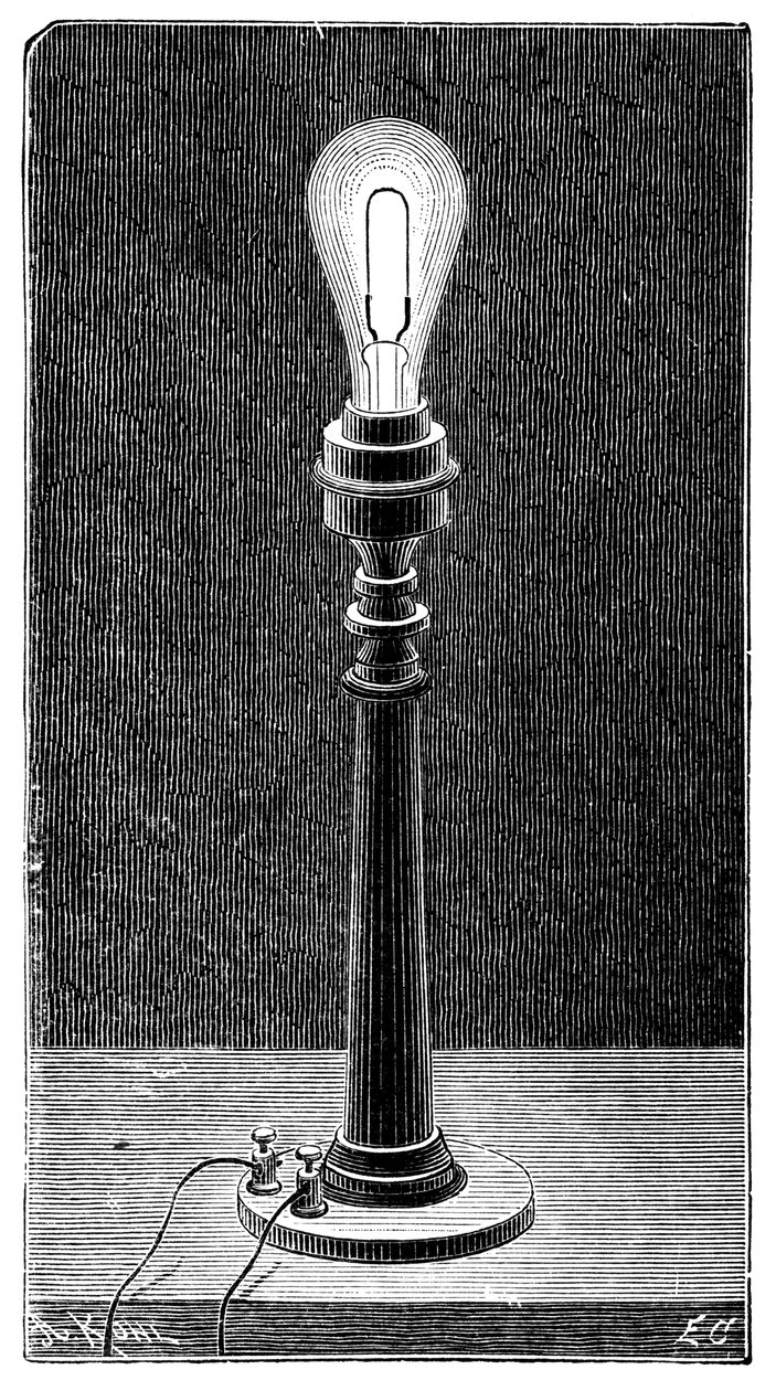 Żarowa kula świetlna Edisons w oprawie lampy stołowej, 1891 autorstwa Unbekannt