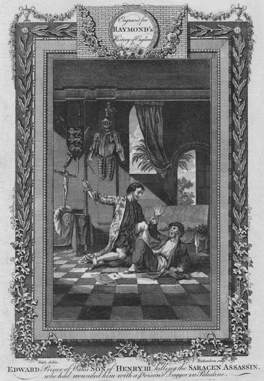 Edward, książę Walii, syn Henryka III, zabija zabójcę saraceńskiego, c1787 autorstwa Unbekannt