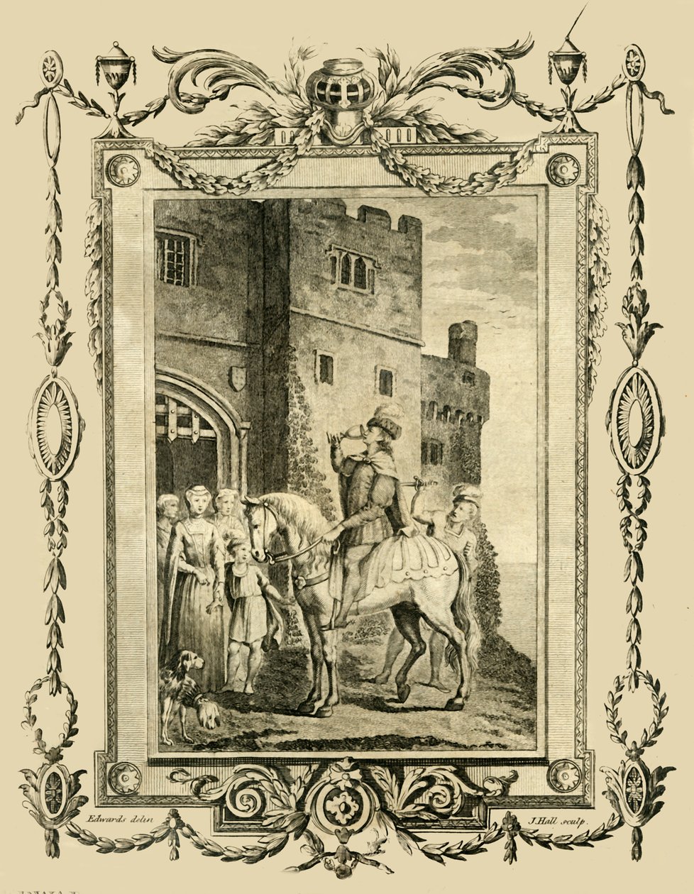 Edward Męczennik dźgnięty nożem na rozkaz swojej przyrodniej matki, Elfridy, w zamku Corfe, 978, 1783. autorstwa Unbekannt