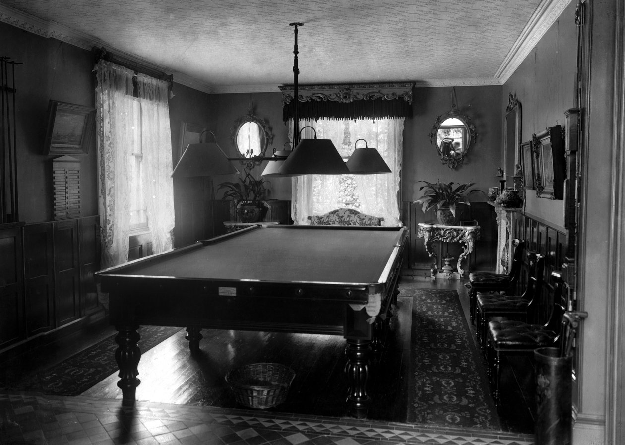 Pokój Edwardian ze stołem bilardowym, 1909 autorstwa Unbekannt