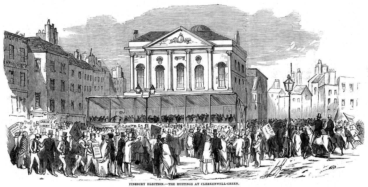 Awantury wyborcze w Clerkenwell Green podczas wyborów w Finsbury, Londyn, 1852 r. autorstwa Unbekannt