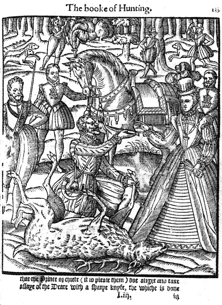 Elżbieta I dokonująca ceremonii oceny jelenia, 1576 autorstwa Unbekannt