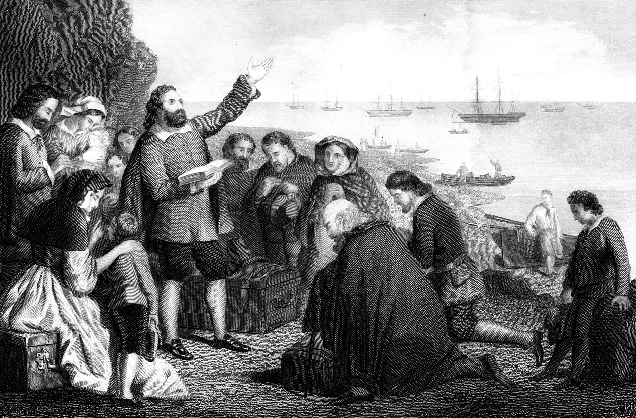 Zaokrętowanie Ojców Pielgrzymów, 1620 autorstwa Unbekannt