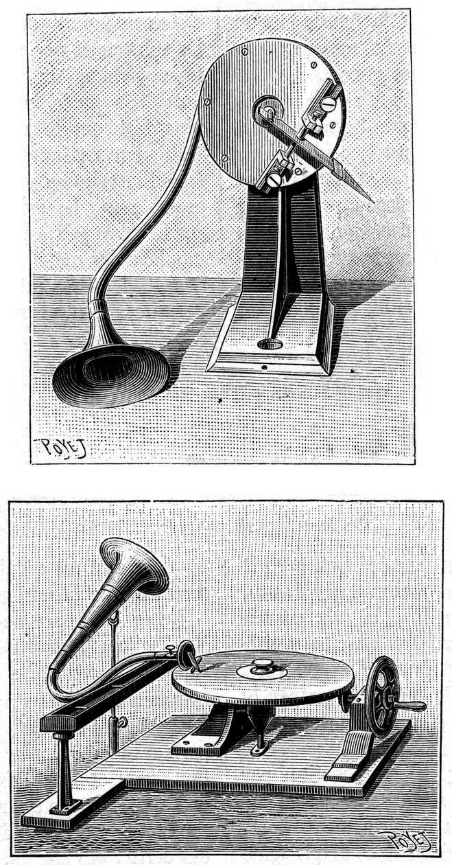 Gramofon Emile Berliners, c1888 autorstwa Unbekannt