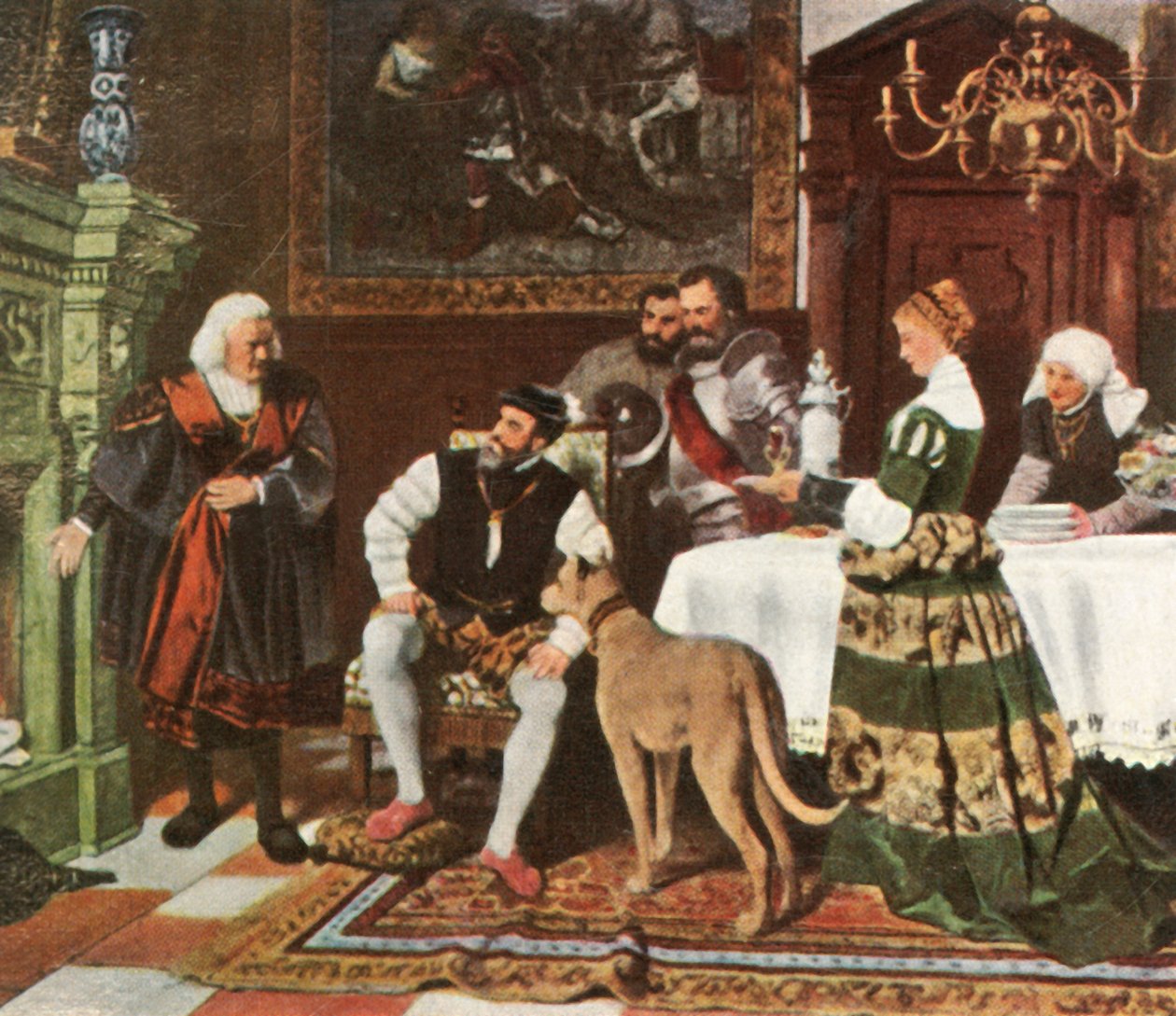 Cesarz Karol V z Fuggerami w Augsburgu, 1530, 1936. autorstwa Unbekannt